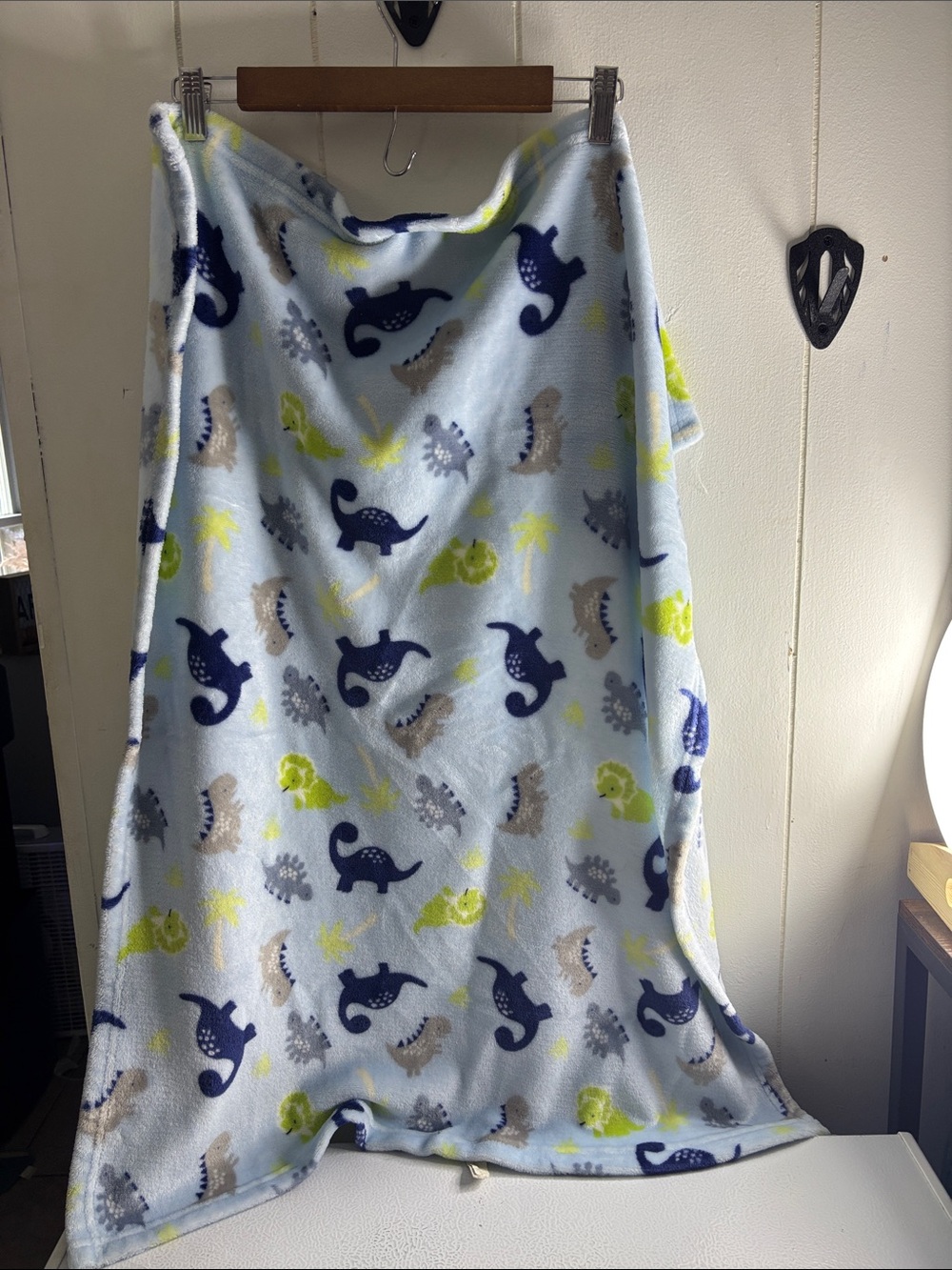 Kids Blue Dinosaur Fleece Pajama Blanket - Unbranded
